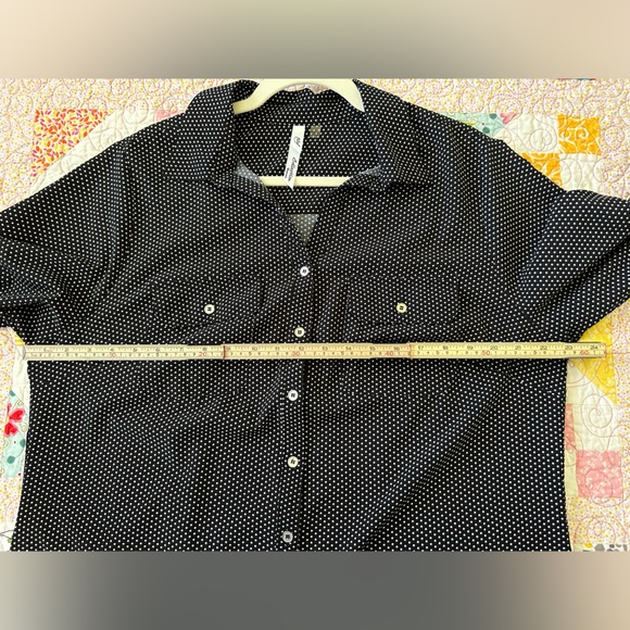 NY Collection Black Polka Dot Button Down Shirt - Picture 4 of 5
